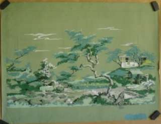 Asian Garden original uncut Silkscreen print unknown artist  