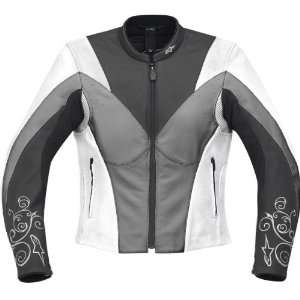 Alpinestars Stella Anouke Leather Jacket , Color White/Gunmetal, Size 