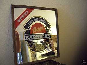 Bass Barican Non Alcoholic Imported Beer Sign & Mirror 15 in Height 