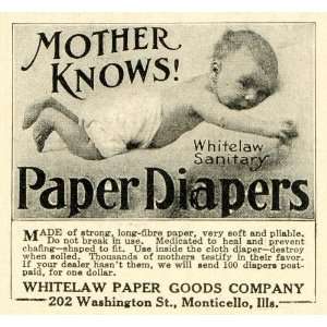  1913 Ad Whitelaw Paper Sanitary Medicated Baby Diapers Baby 