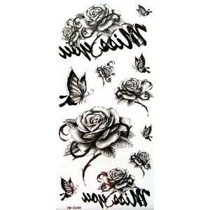  Waterproof tattoo sticker black flowers and flower / butterfly Beauty