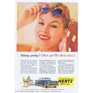   Rent a car Chevy Bel Air 4 door sedan Blue Vintage Ad 