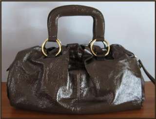 BULGA Misa Lg Brown tumbled Patent Leather Doctor Satchel bag w/xtra 