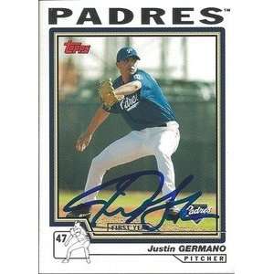  Justin Germano Signed San Diego Padres 2004 Topps Rookie 