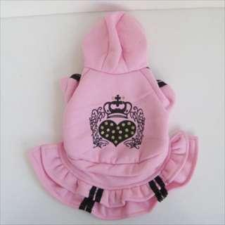 Pink Heart Hooded Dress pet dog clothes Chihuahua New  