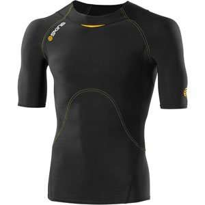  Skins Compression Mens A400 Short Sleeve Top Black Yellow 