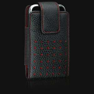 Apple iPhone 3G Peforated Leather Red Stitching Vertical Carrying Case 