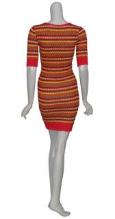 MISSONI Vibrant Contrast Textured Knit Cut Out Dress NEW  