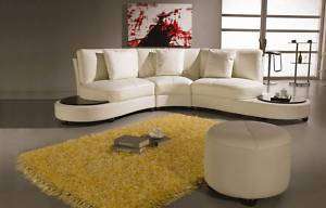 2229 Italian Leather Living Room Sectional Sofa White  