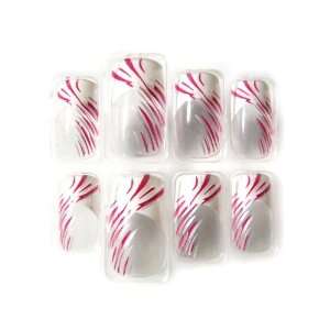   Stripes & White French Tip Glue/Stick/Press On Artificial/False Nails