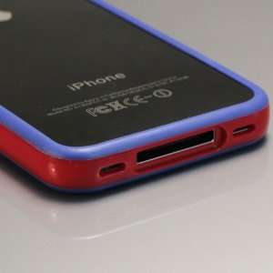 Purple / Red Bumper Case for Apple iPhone 4 [Total 60 Colors] +Free 