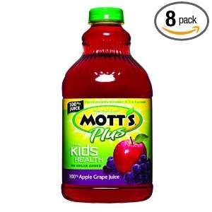 Motts Plus, 100% Apple Grape Juice, 64 Ounce Bottles (Pack of 8)