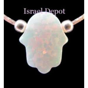  Sterling .925 Silver Necklace White Opal Hamsa Amulet 