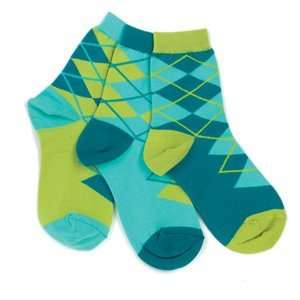   Missmatched Adult Green/Blue Argyle Ankle Socks 