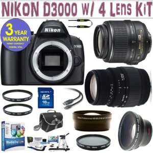  NIKON D3000 w/ NIKON 18 55 VR LENS + SIGMA 70 300 DG MOTOR LENS 