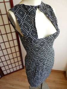 80s Vtg ALL THAT JAZZ Silver METALLIC Cut out SHEER Body Con WIGGLE 