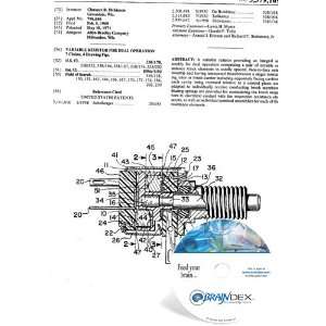  NEW Patent CD for VARIABLE RESISTOR FOR DUAL OPERATION 