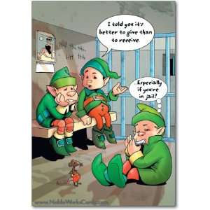  Funny Merry Christmas Card Jail Elves Humor Greeting Ron 