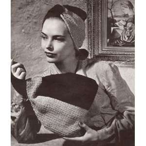 Vintage Crochet PATTERN to make   1940s Turban Hat Bag Purse Tote. NOT 