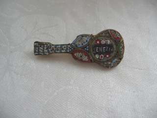 VINTAGE MILLEFIORI GUITAR SHAPED BROOCH VENEZIA VENICE  