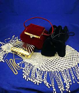 Vintage LOT CC Courtenay PURSES Velvet Box Velvet Bag Beaded 