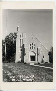 REAL PHOTO POSTCARD ROLLA MISSOURI ST. PATRICKS CHURCH  