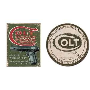  Nostalgic Colt Firearms Tin Metal Sign Bundle   2 retro signs Colt 