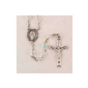  5mm Bead Crystal Tincut Rosary Pewter Crucifix & Center 