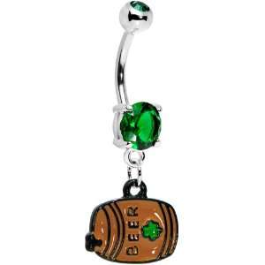  Green Gem Irish Beer Keg Belly Ring Jewelry
