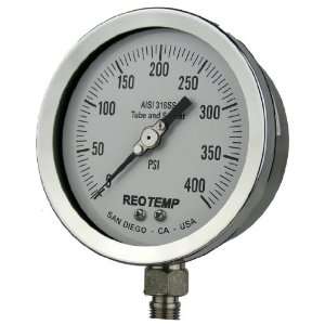 REOTEMP PR40S1A4P22 Heavy Duty Repairable Pressure Gauge, Dry Filled 