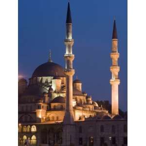  New Mosque Illuminated in the Evening, Istanbul, Turkey 