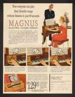 1959 Magnus Electric Chord Organ Vintage Music Print Ad  