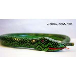  3 Hand Carved Wood Ashley Snake Lime Green exclusively by 