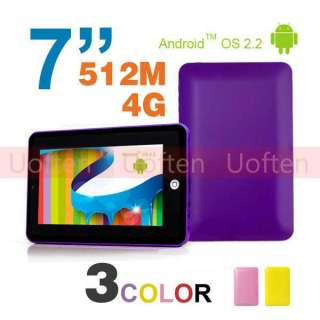 4GB 512MB 7 Inch Android 2.2 Touchscreen MID Tablet WiFi/3G Camera 