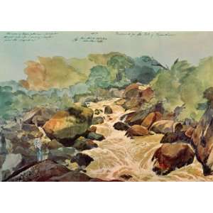   Waterfall Rapids River Rocks   Original Print