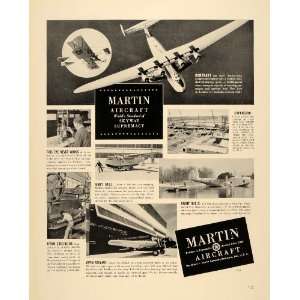 1939 Ad Glenn Martin Aircraft Airplane Navy Baltimore   Original Print 
