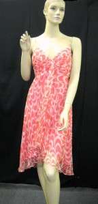 NWT MILLY Pink Print Silk Chiffon Dress 8 $348  