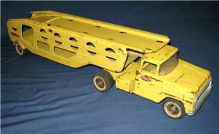 Vintage TONKA Truck Trailer CAR TRANSPORTER Carrier Hauler Metal Toy 