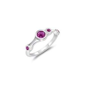  0.44 Cts Pink Sapphire Wedding Band in 14K White Gold 4.5 