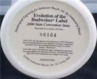 Anheuser Busch Stein 2000 State Convention Evolution  