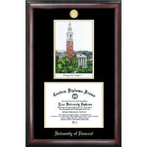 University of Vermont Gold Embossed Frame, with Lithograph and Diploma 