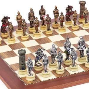  Medieval Chessmen & Astor Place Chess Board From Spain 