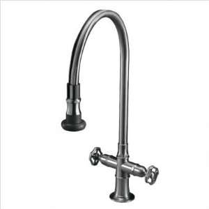 Jaclo Single Hole Kitchen Faucet with Pull Down Spray and Metal Wheel 