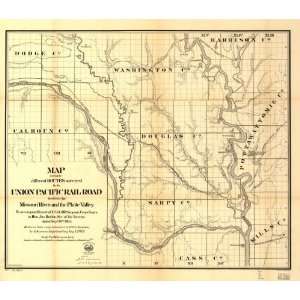  1865 Railroad map of Nebraska by Union Pacific RR