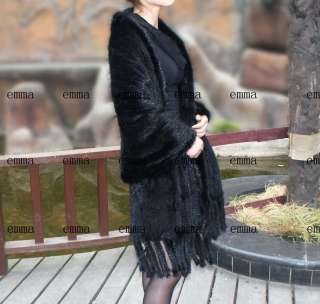 Black genuine mink fur shawl real vest/waistcoat/cape gilet lovely 