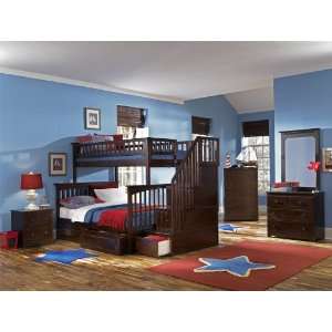   Furniture Columbia Twin Over Full Staircase Bunk Bed