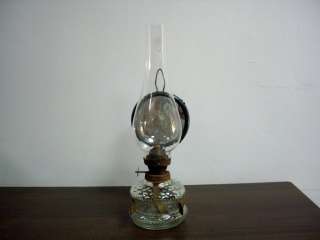ANTIQUE CLEAR GLASS OIL WALL LAMP WITH REFLECTOR  