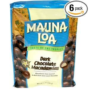 Mauna Loa Macadamias, Dark Chocolate, 6 Ounce Bags (Pack of 6)  