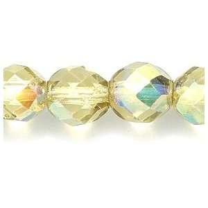   Glass Bead, Faceted Round, Olive Aurora Borealis Coating, 75 Pack