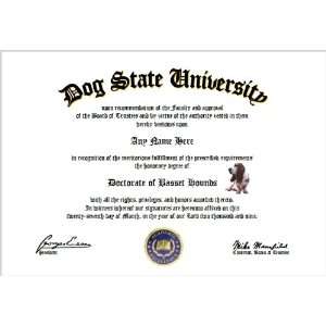   Hounds Diploma   Basset Hound Dog Lover Diploma 